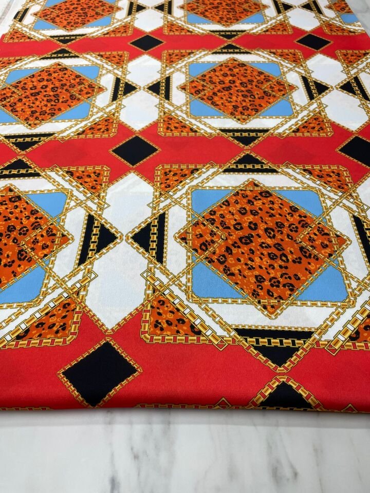 Marsilya Desen Elbiselik Gömleklik Tivil Saten Kumaş