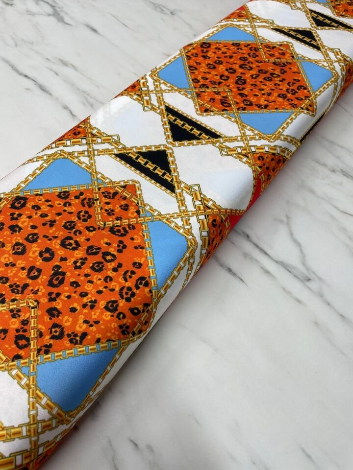 Marsilya Desen Elbiselik Gömleklik Tivil Saten Kumaş