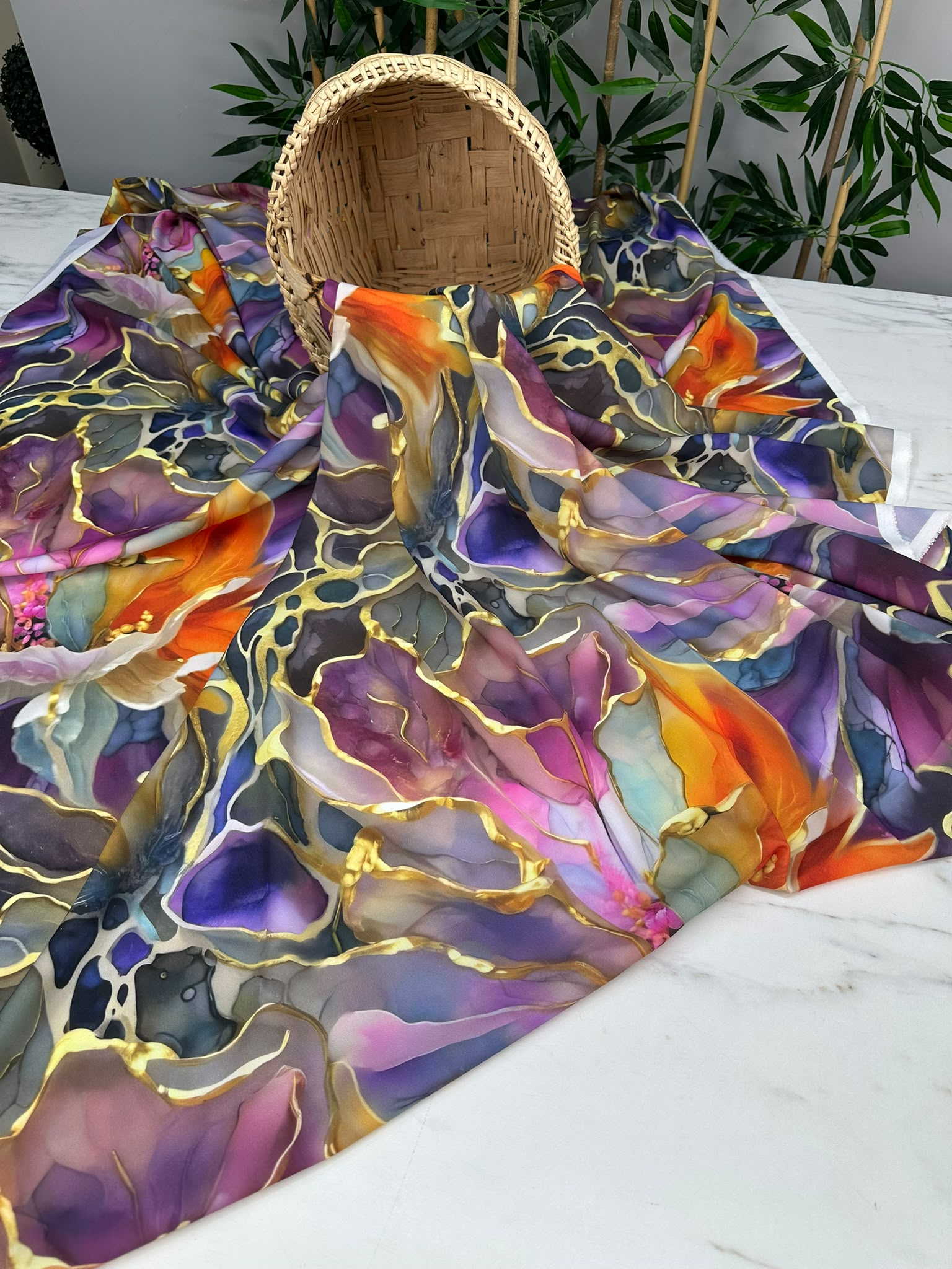 Flora Desen Krep Kumaş