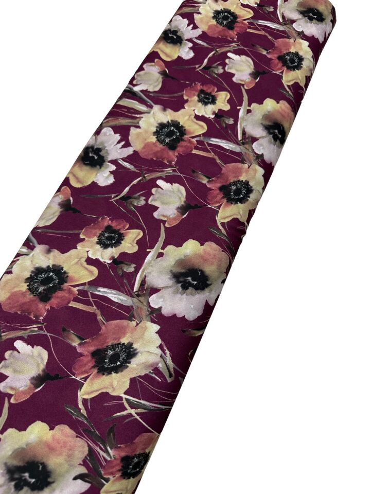 Geranium Desen Elbiselik Gömleklik Krep Kumaş