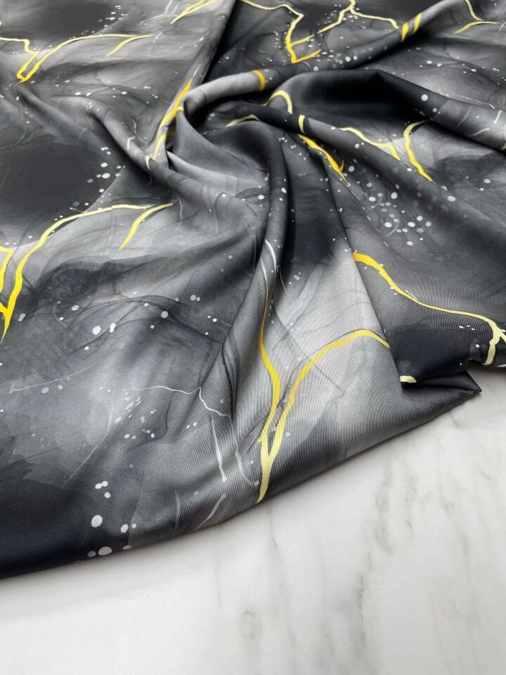 Gri Mermer Desen Elbiselik Gömleklik Tivil Saten Kumaş