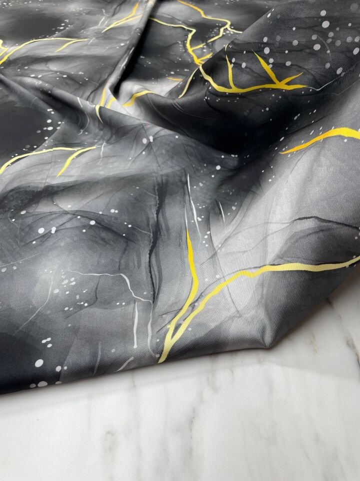 Gri Mermer Desen Elbiselik Gömleklik Tivil Saten Kumaş