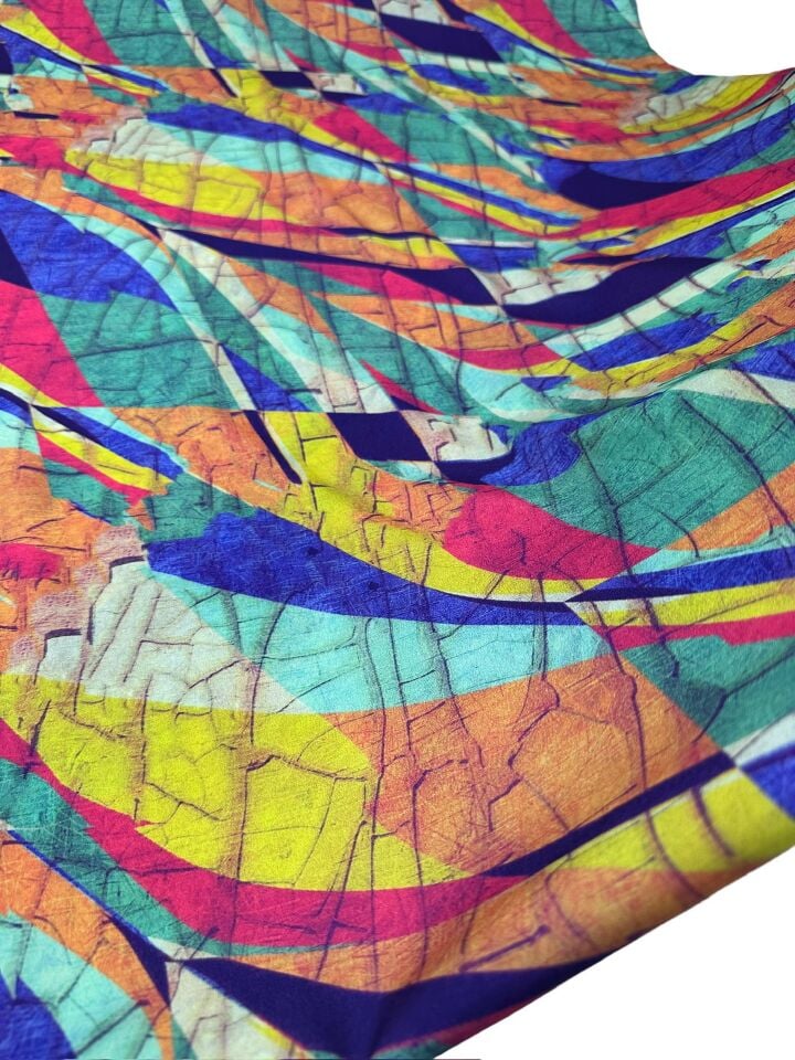 Renkli Desen Elbiselik Gömleklik Krep Kumaş