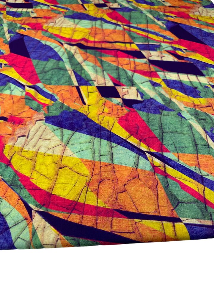 Renkli Desen Elbiselik Gömleklik Krep Kumaş