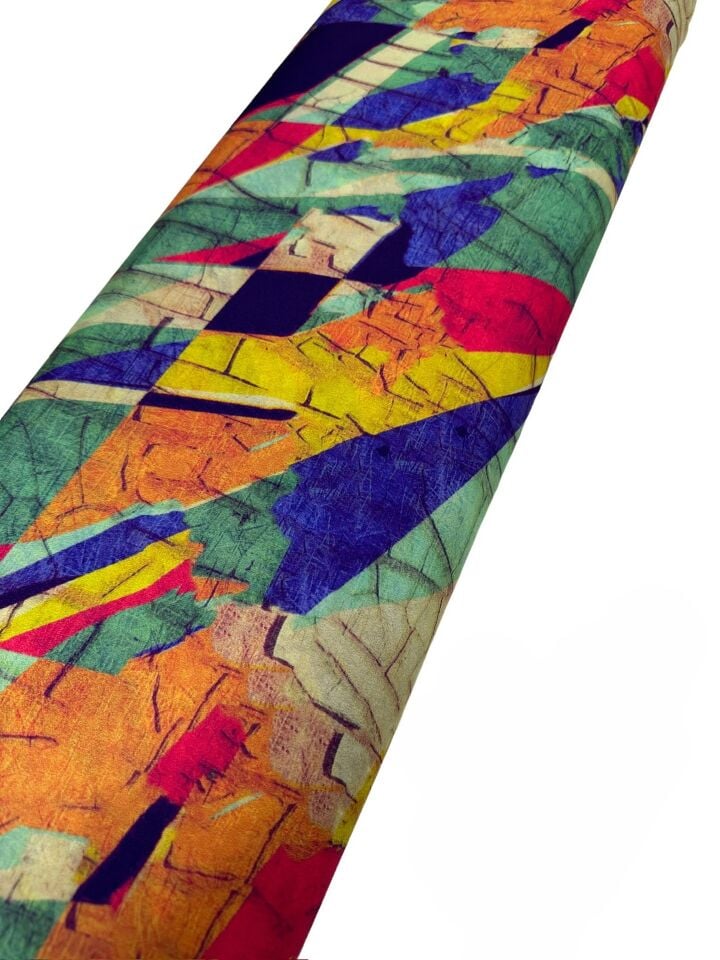 Renkli Desen Elbiselik Gömleklik Krep Kumaş