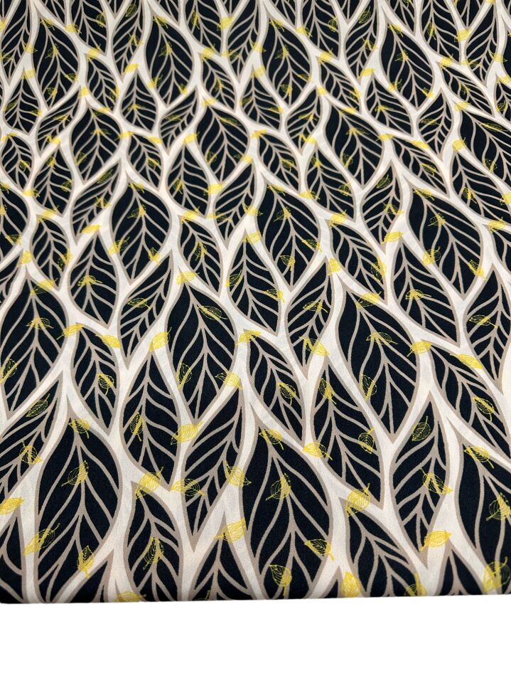 Yaprak Desen Elbiselik Gömleklik Krep Kumaş