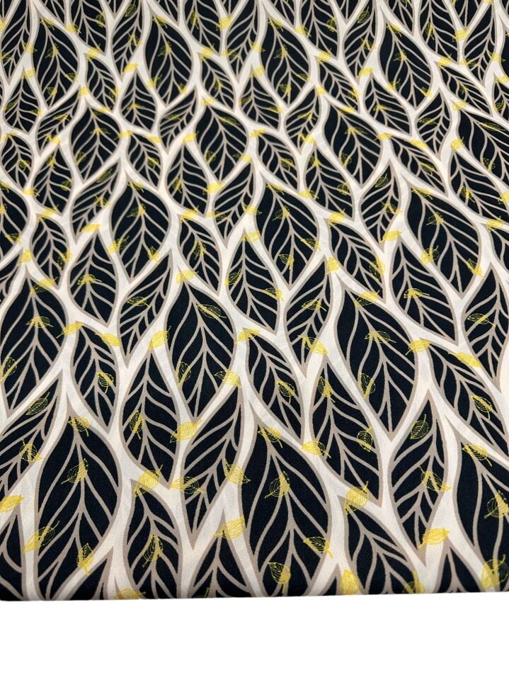 Yaprak Desen Elbiselik Gömleklik Krep Kumaş