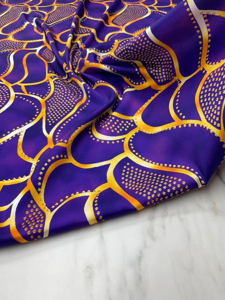 Mor Viva Desen Elbiselik Gömleklik Tivil Saten Kumaş