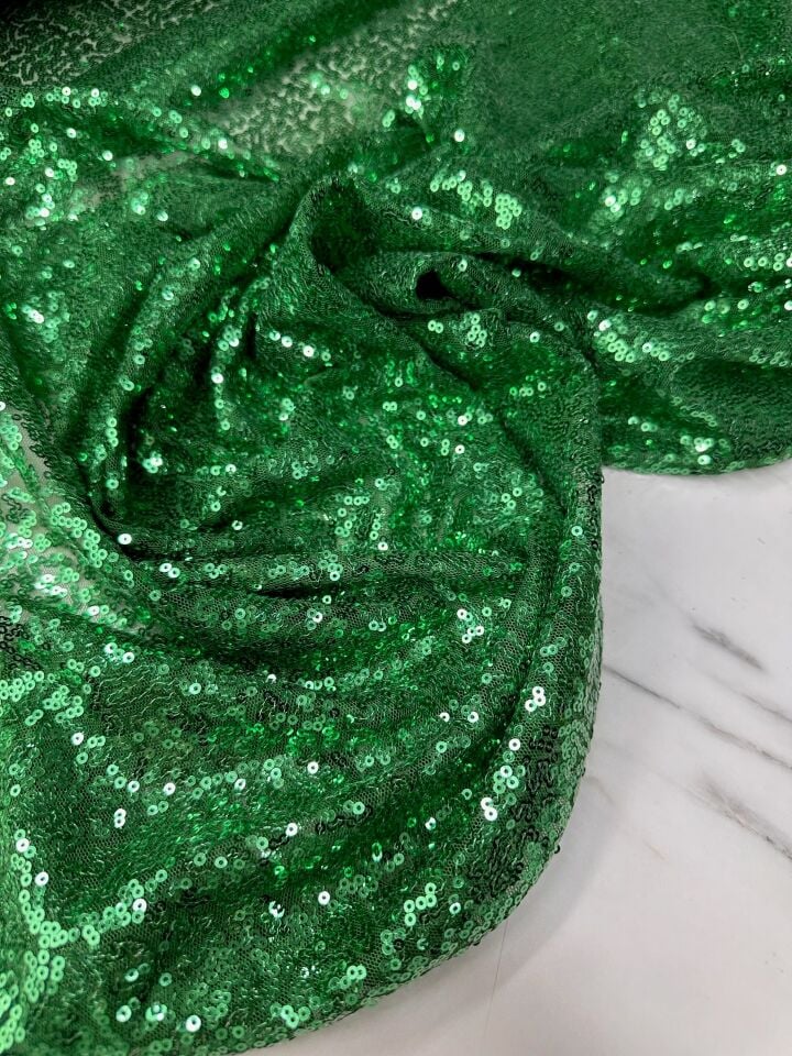 Yeşil 3 milim Elbiselik Abiyelik Payet Kumaş