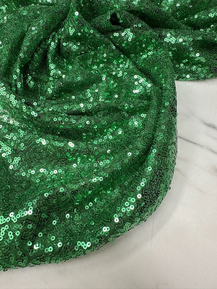 Yeşil 3 milim Elbiselik Abiyelik Payet Kumaş