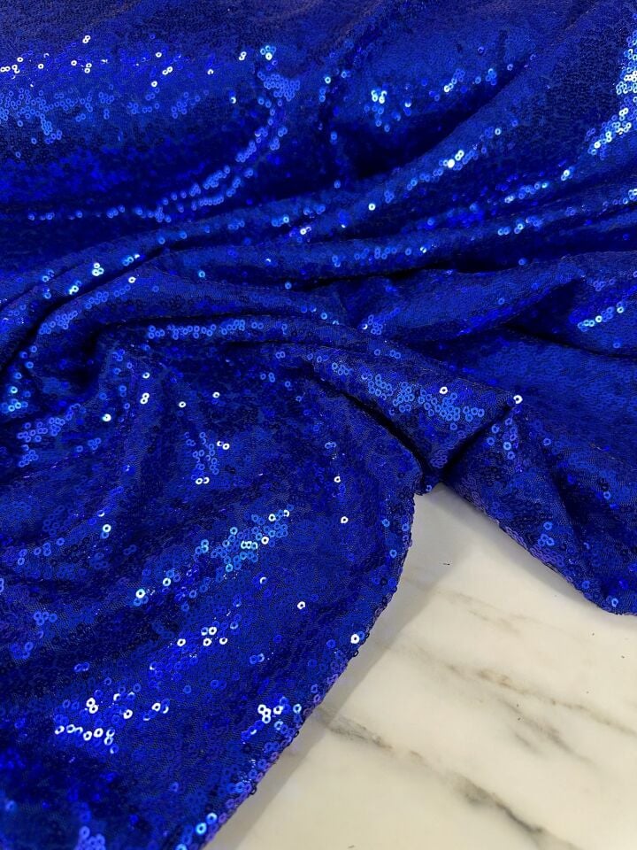 Saks Mavisi 3 milim Elbiselik Abiyelik Payet Kumaş