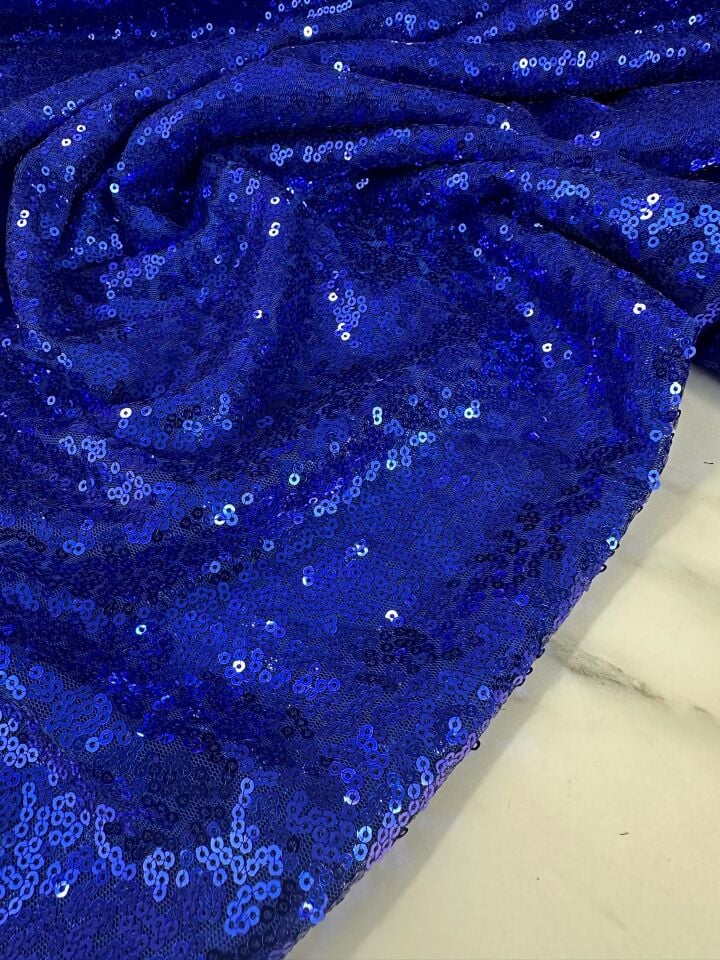 Saks Mavisi 3 milim Elbiselik Abiyelik Payet Kumaş