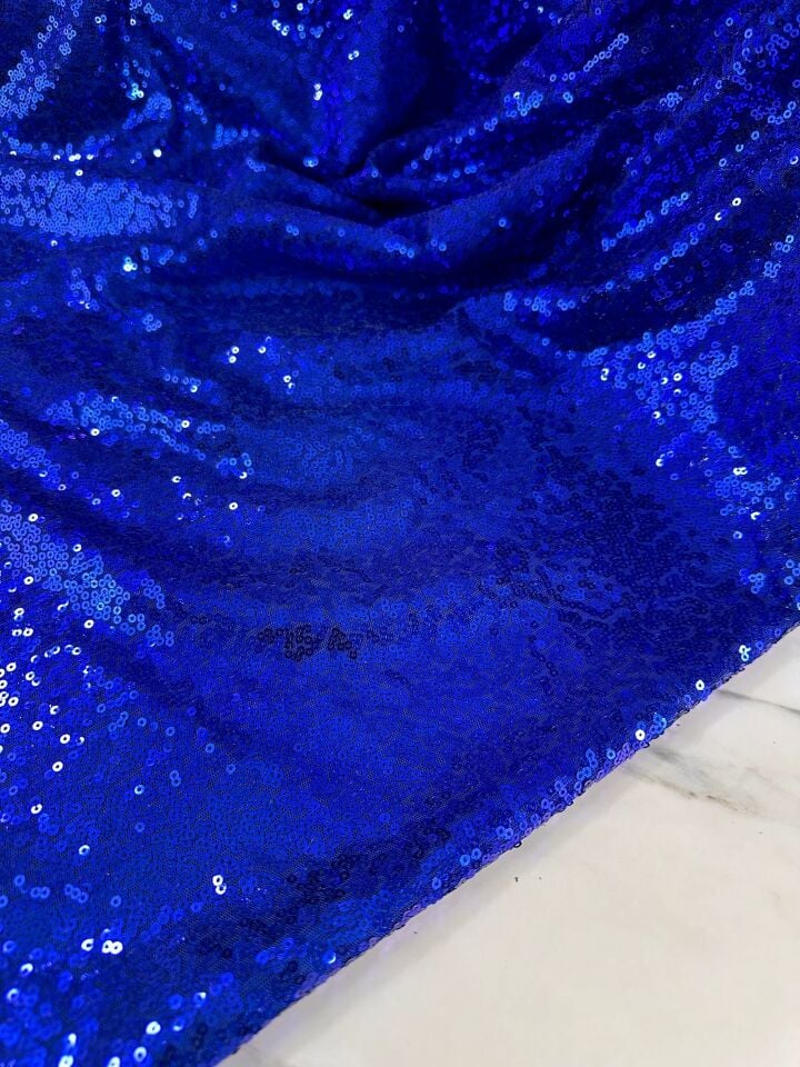 Saks Mavisi 3 milim Elbiselik Abiyelik Payet Kumaş