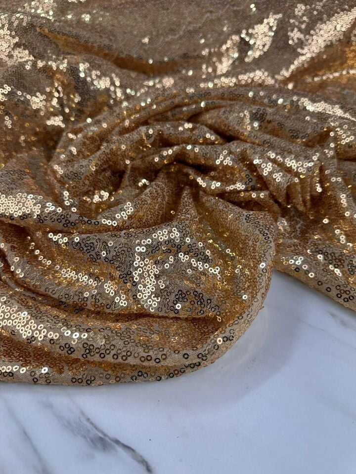 Gold 3 milim Elbiselik Abiyelik Payet Kumaş