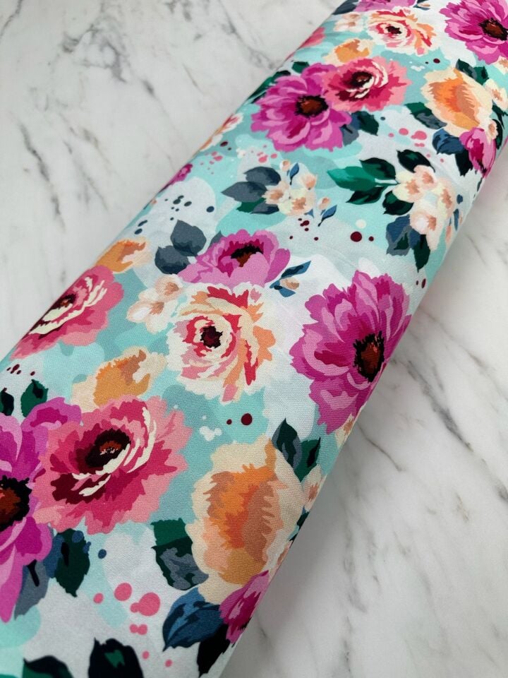 Dijital Baskı Bambu Elbiselik Viskon Kumaş