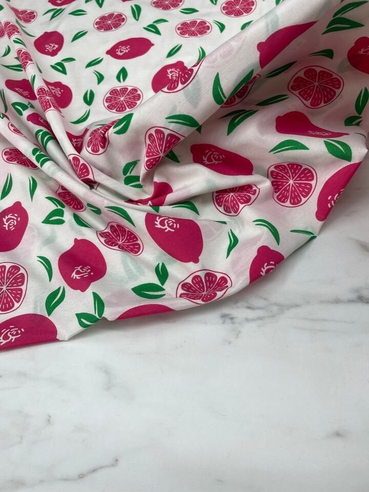 Limon Desen Ebiselik Pamuklu Poplin Kumaş