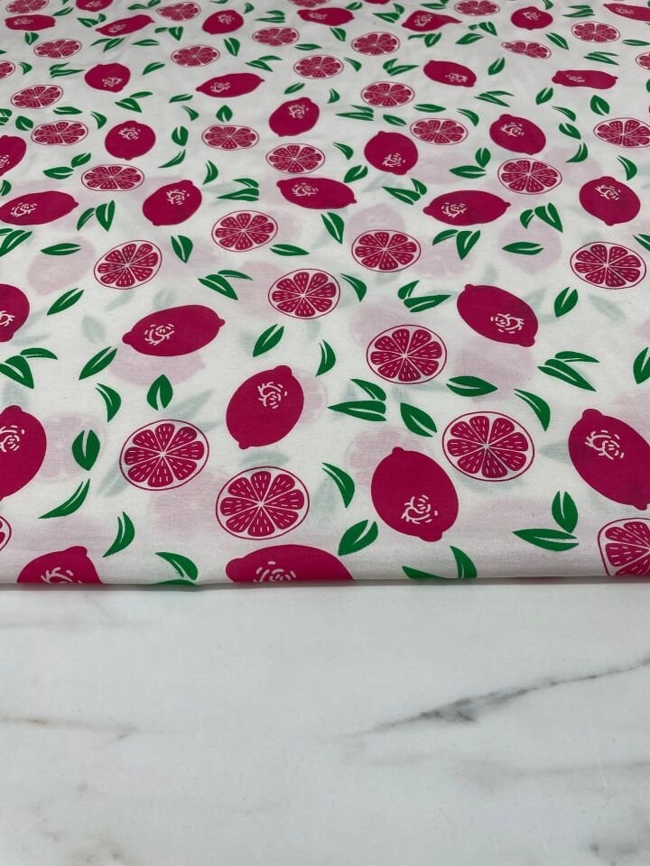 Limon Desen Ebiselik Pamuklu Poplin Kumaş