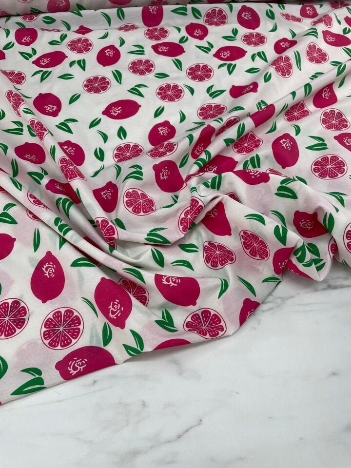 Limon Desen Ebiselik Pamuklu Poplin Kumaş
