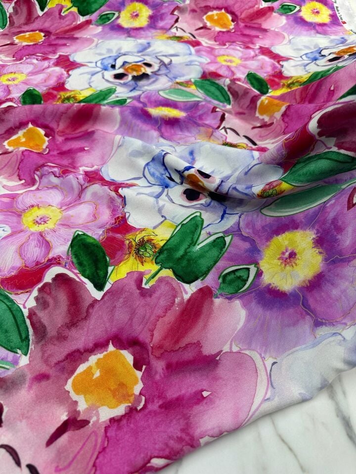 Dijital Baskı Bambu Elbiselik Pamuk Viskon