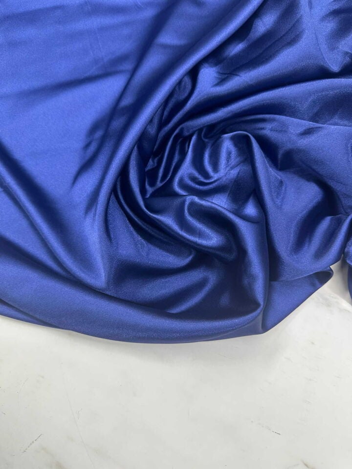 Lacivert Likralı Saten Elbise Etek Şalvar