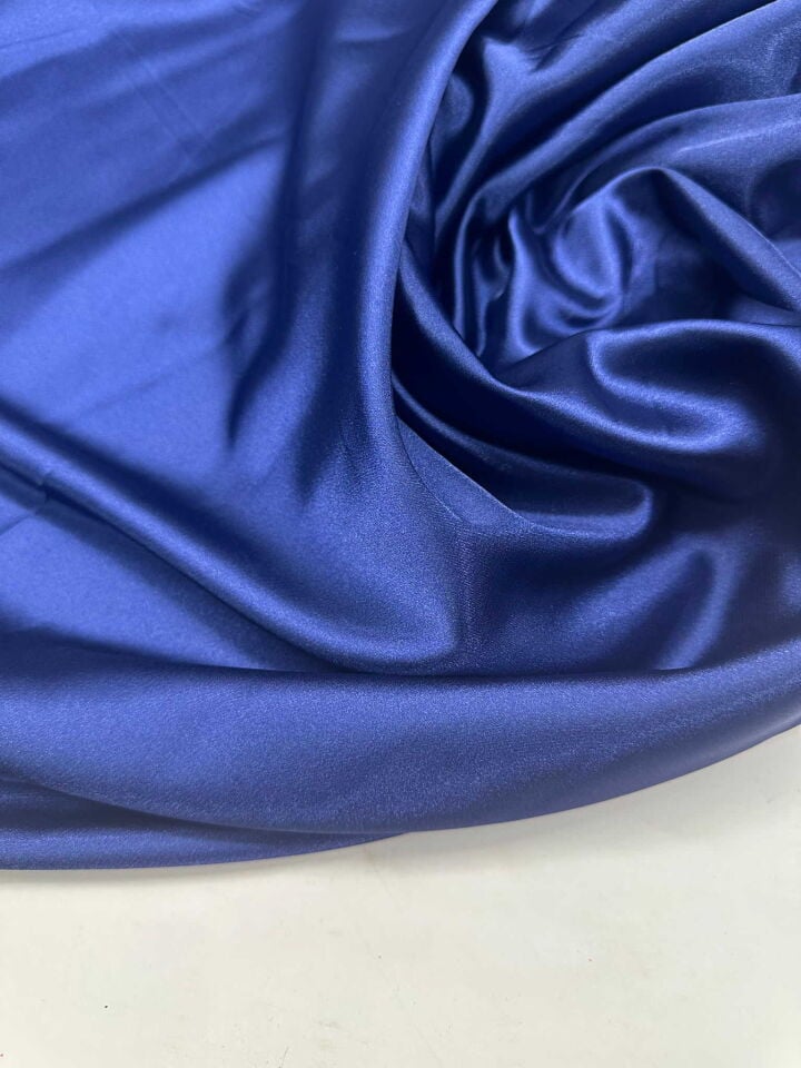 Lacivert Likralı Saten Elbise Etek Şalvar