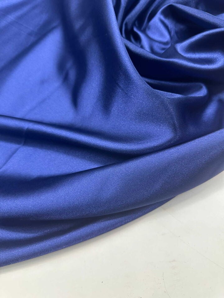 Lacivert Likralı Saten Elbise Etek Şalvar