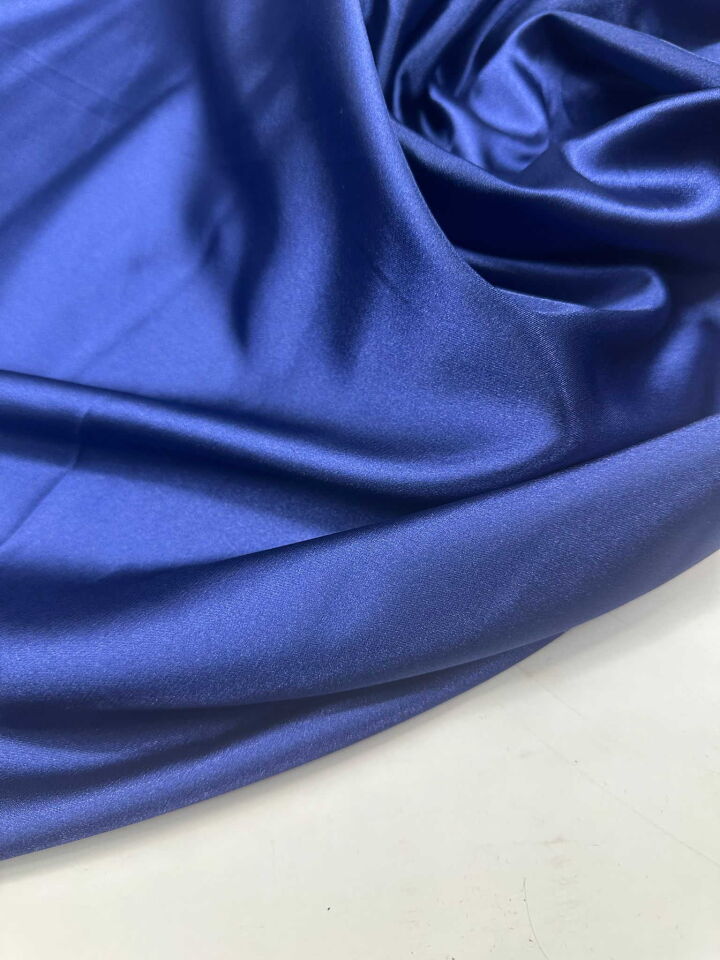 Lacivert Likralı Saten Elbise Etek Şalvar