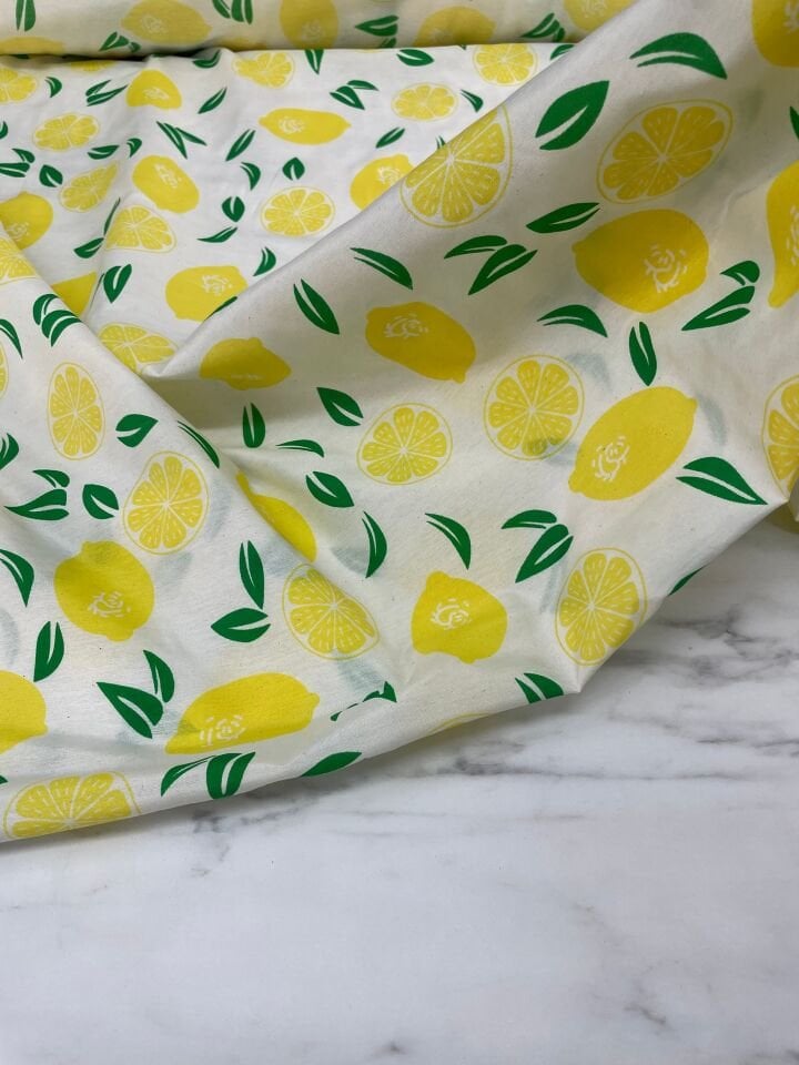 Limon Desen Ebiselik Pamuklu Poplin Kumaş