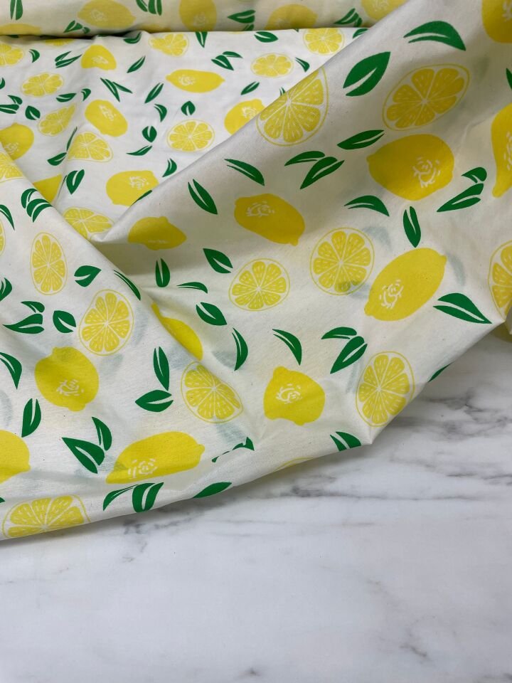 Limon Desen Ebiselik Pamuklu Poplin Kumaş
