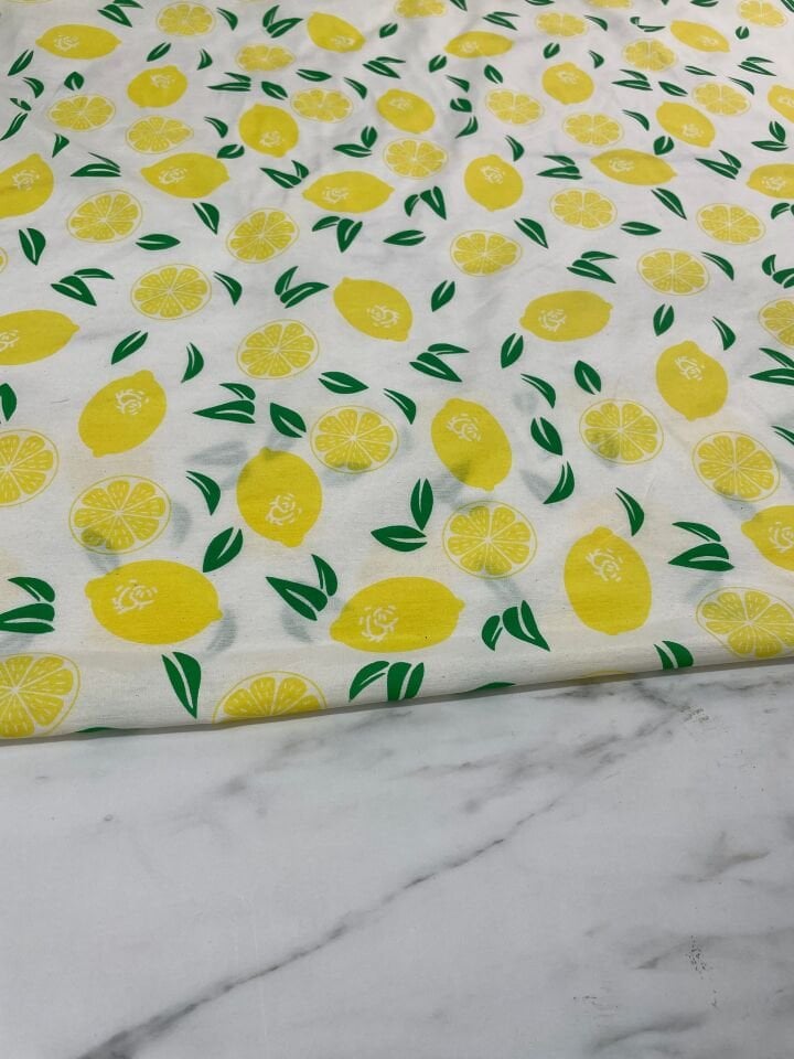 Limon Desen Ebiselik Pamuklu Poplin Kumaş